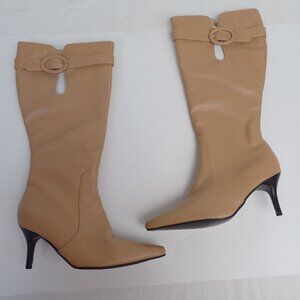 Jessica London Tall Zipper Leather Boots Wide Calf size 7